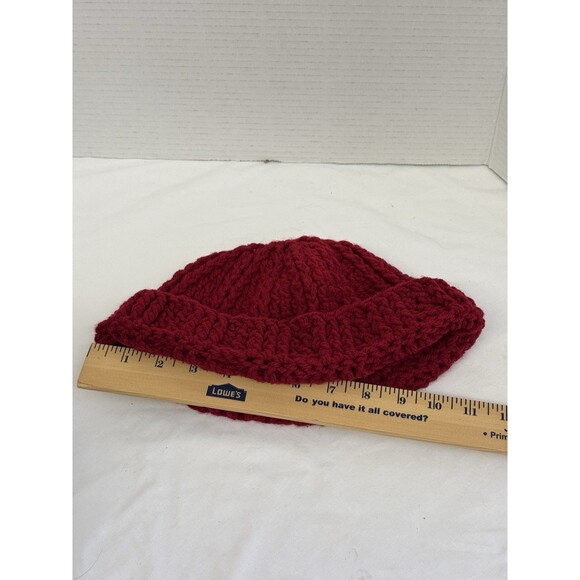 Beanie Hat Skull Cap Adult Unisex Maroon/Burgundy/Deep Red Teen Crochet Handmade - Picture 6 of 7
